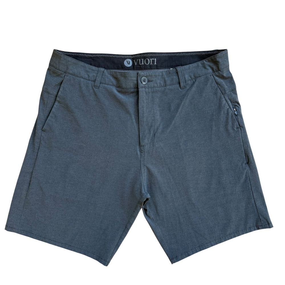 Vuori Aim Shorts Mens 34 Charcoal Gray Heather V368 Stretch Casual Golf Active